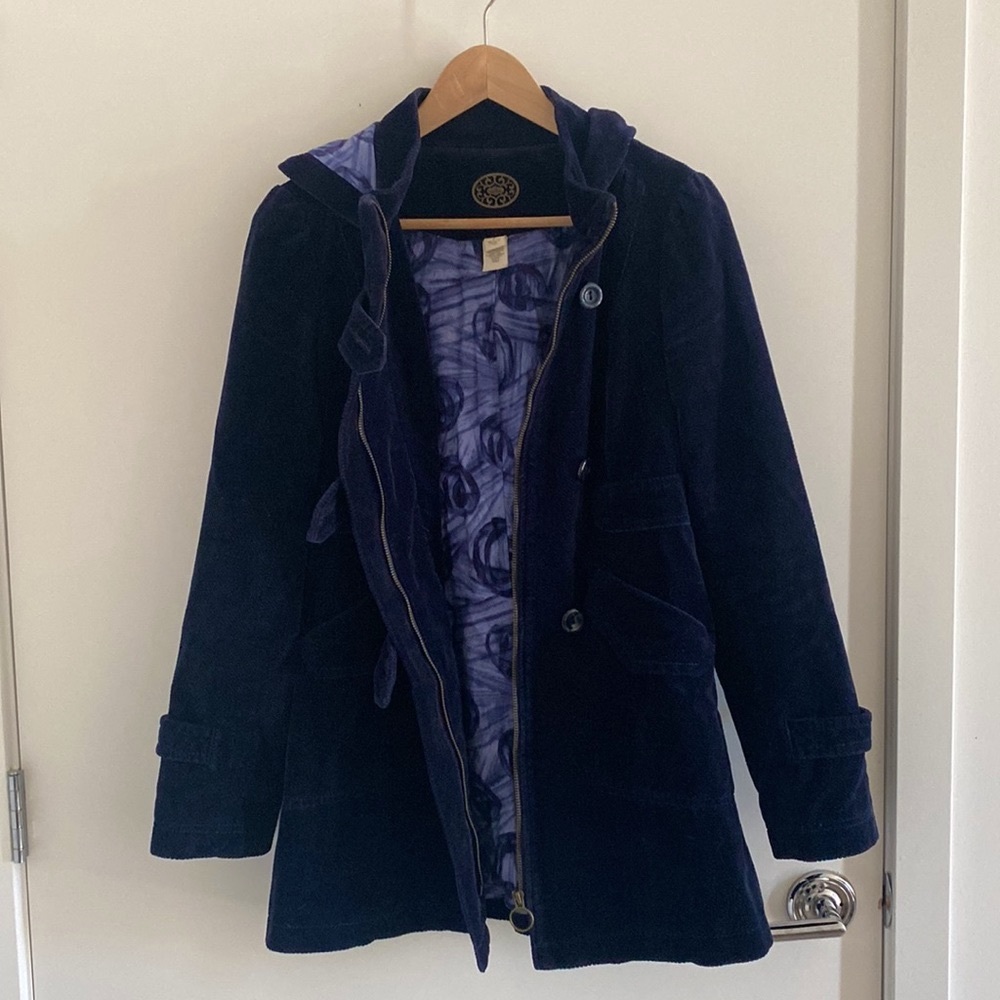 Anthropologie Idra Navy Corduroy Coat Size 4